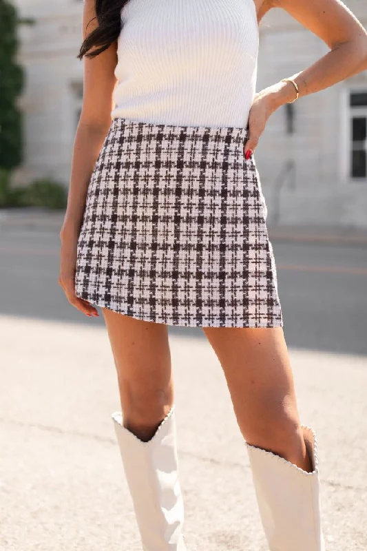 Sweet Escapes Brown Plaid Skort