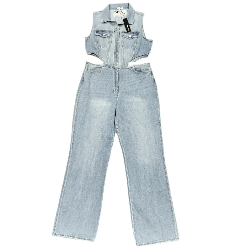 Jumpsuit By Fashion Nova In Blue Denim, Size: 1x