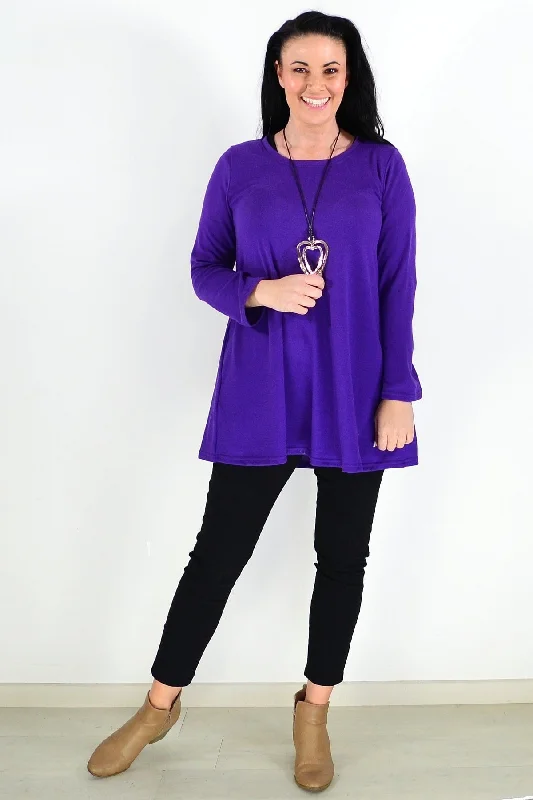 Purple Full Sleeve Fleece Tunic Top