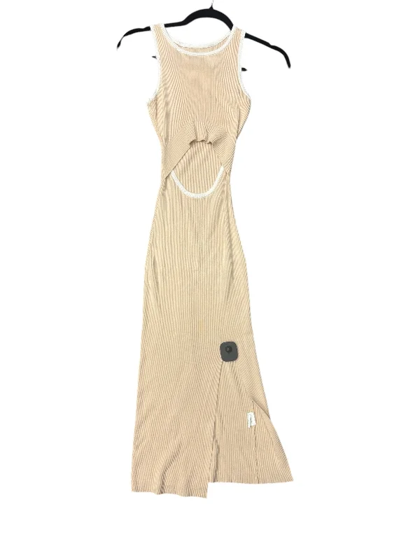 Dress Casual Maxi By Clothes Mentor In Tan & White, Size: 2